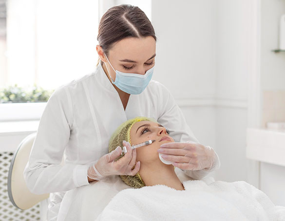 Woman receiving filler treatment