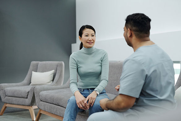 Woman consulting a medical professional for skin treatment